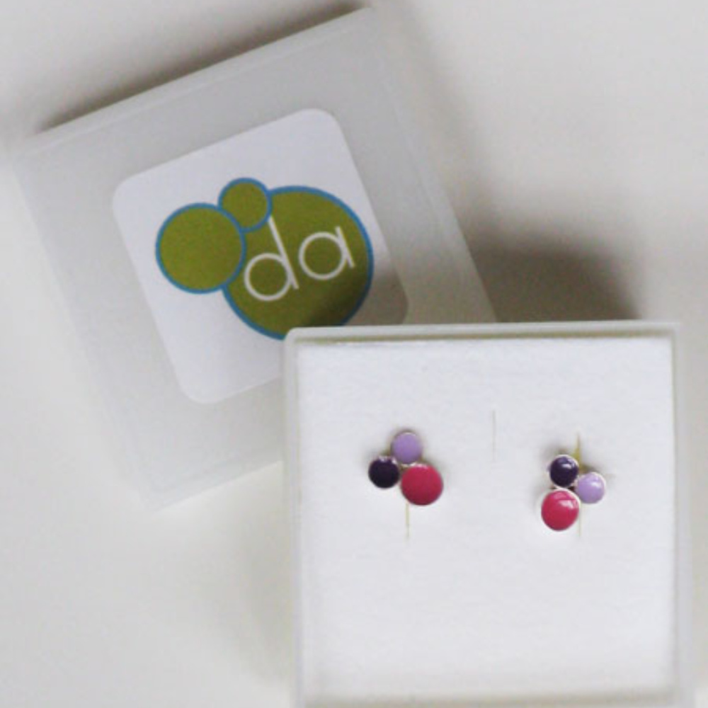 NWB 3 Tiny Dot Post Enamel Earrings